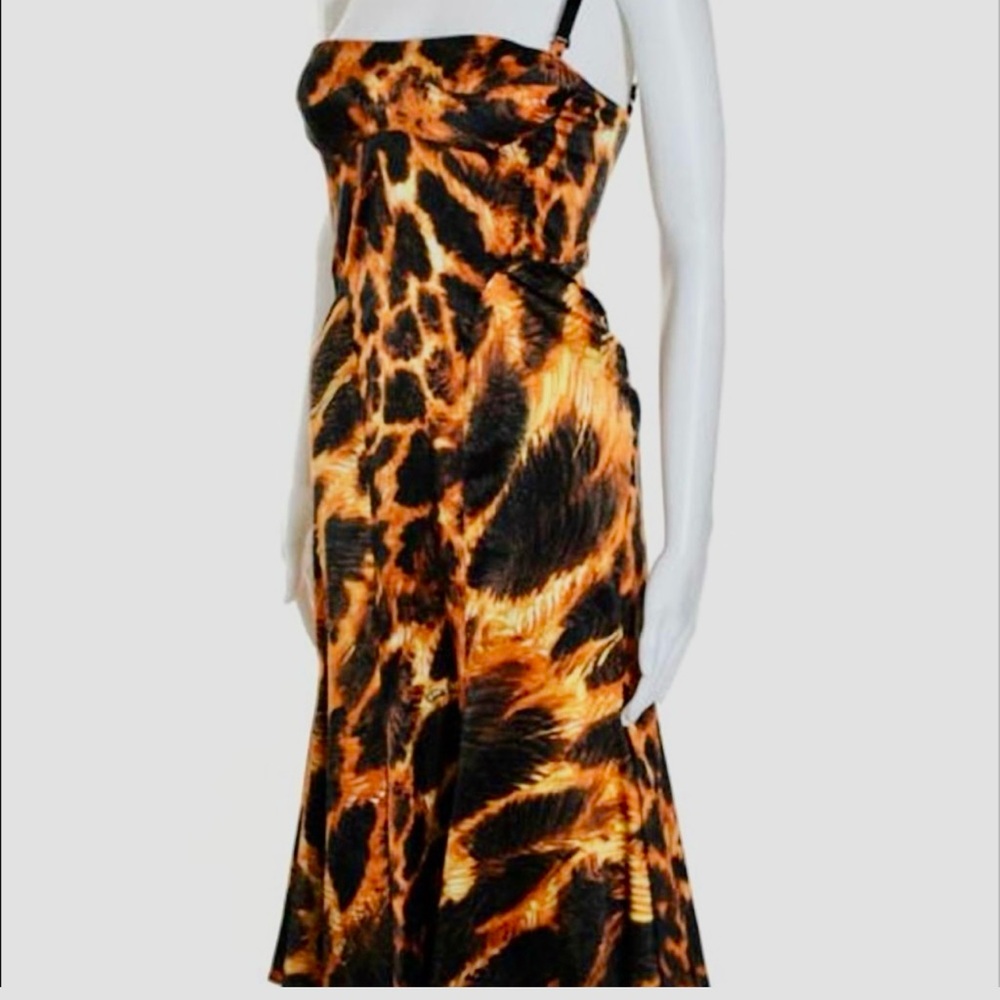 Roberto Cavalli Leopard Print Strapless Dress size 8